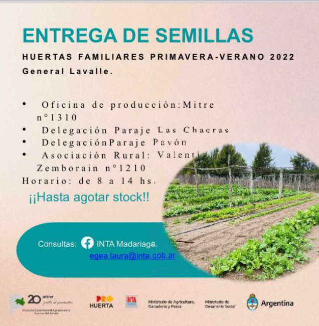 Comenzó la entrega de semillas para huertas familiares primavera verano