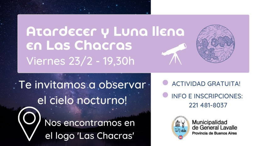 Esta noche habrá un espectáculo de “Astroturismo” en Las Chacra
