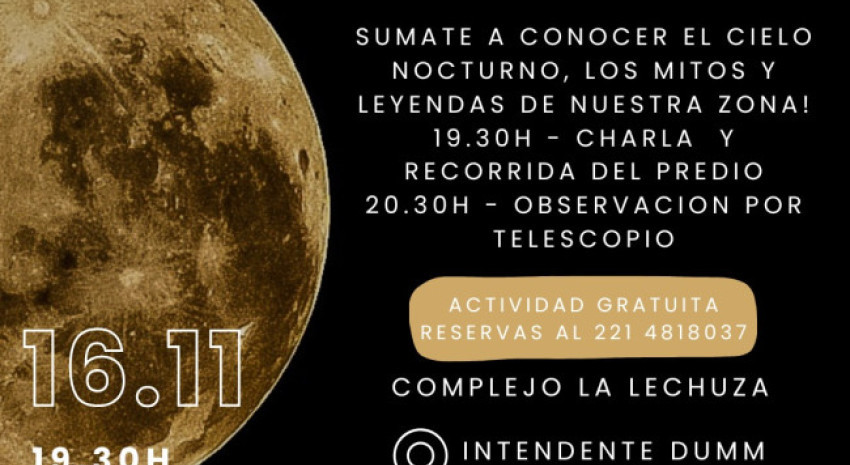 Este sábado habrá un espectáculo de “Astroturismo” en Casco Urb